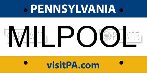 MILPOOL Pennsylvania License Plate