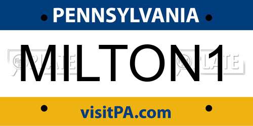 MILTON1 Pennsylvania License Plate