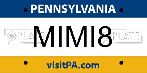 MIMI8 Pennsylvania License Plate