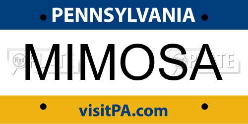 MIMOSA Pennsylvania License Plate