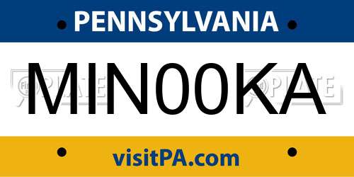 MIN00KA Pennsylvania License Plate