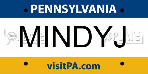 MINDYJ Pennsylvania License Plate