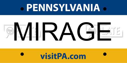 MIRAGE Pennsylvania License Plate