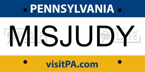 MISJUDY Pennsylvania License Plate