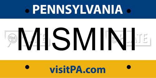 MISMINI Pennsylvania License Plate