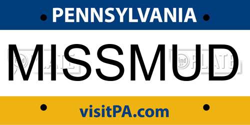 MISSMUD Pennsylvania License Plate