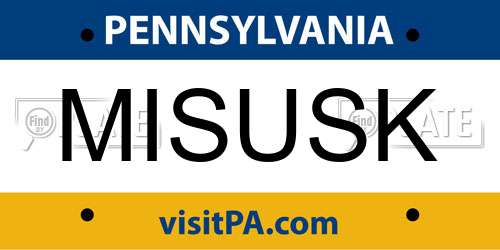 MISUSK Pennsylvania License Plate
