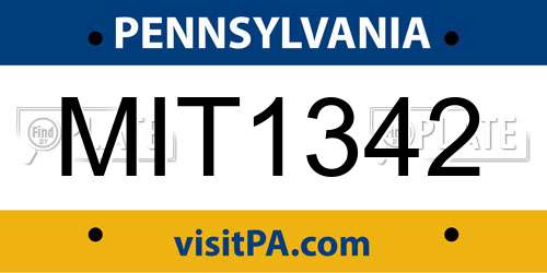 MIT1342 Pennsylvania License Plate