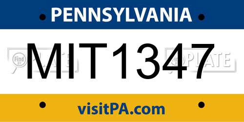MIT1347 Pennsylvania License Plate