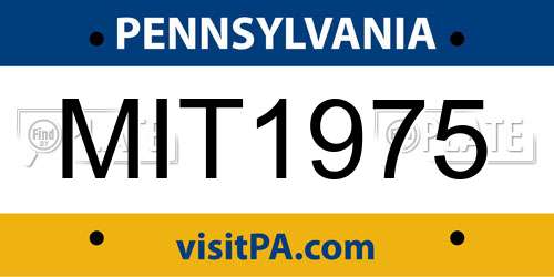 MIT1975 Pennsylvania License Plate