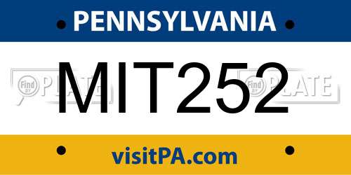 MIT252 Pennsylvania License Plate