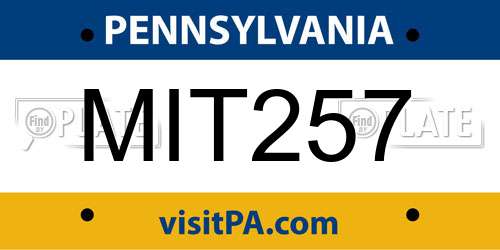 MIT257 Pennsylvania License Plate