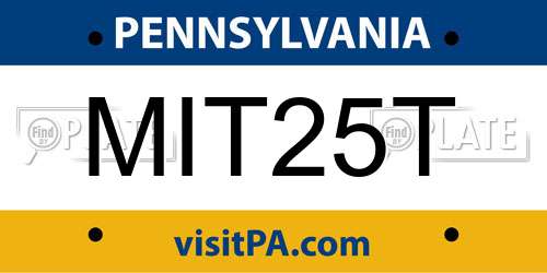 MIT25T Pennsylvania License Plate