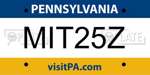 MIT25Z Pennsylvania License Plate