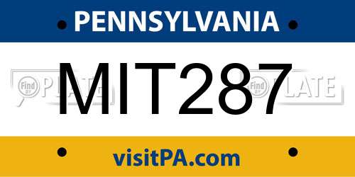 MIT287 Pennsylvania License Plate