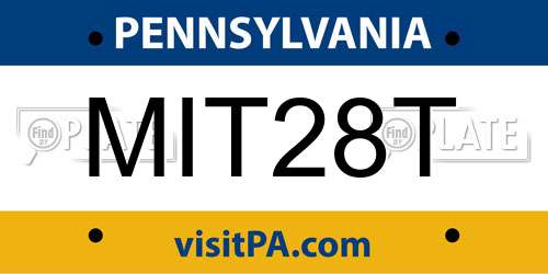MIT28T Pennsylvania License Plate