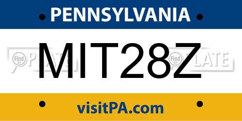 MIT28Z Pennsylvania License Plate
