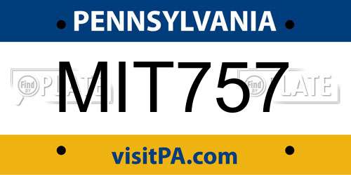 MIT757 Pennsylvania License Plate