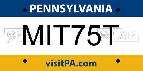 MIT75T Pennsylvania License Plate