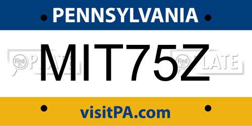 MIT75Z Pennsylvania License Plate