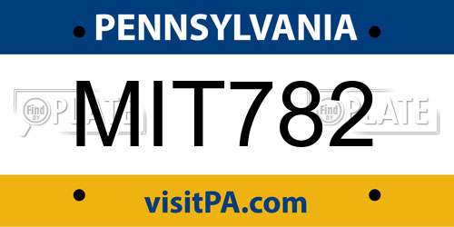 MIT782 Pennsylvania License Plate