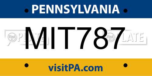 MIT787 Pennsylvania License Plate