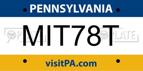 MIT78T Pennsylvania License Plate