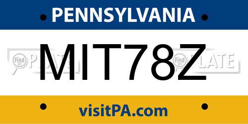 MIT78Z Pennsylvania License Plate