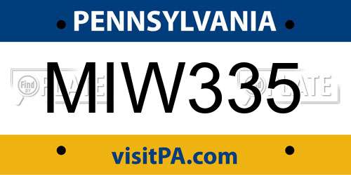 MIW335 Pennsylvania License Plate
