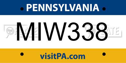 MIW338 Pennsylvania License Plate