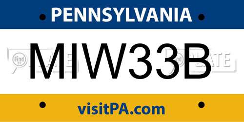 MIW33B Pennsylvania License Plate