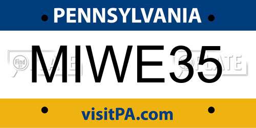 MIWE35 Pennsylvania License Plate