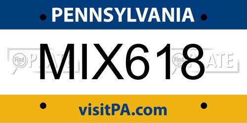 MIX618 Pennsylvania License Plate