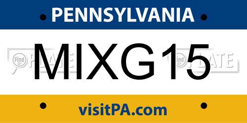 MIXG15 Pennsylvania License Plate