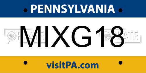 MIXG18 Pennsylvania License Plate