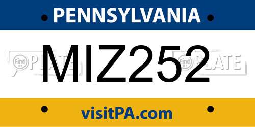 MIZ252 Pennsylvania License Plate