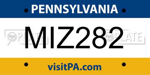 MIZ282 Pennsylvania License Plate