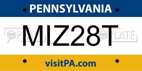 MIZ28T Pennsylvania License Plate