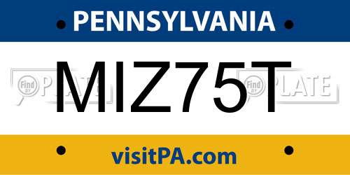MIZ75T Pennsylvania License Plate