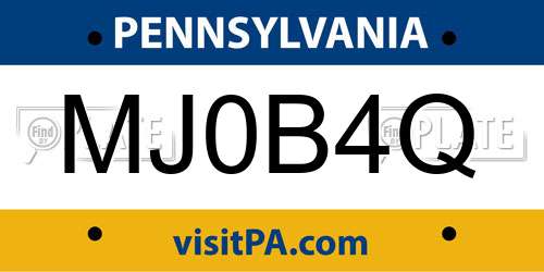 MJ0B4Q Pennsylvania License Plate
