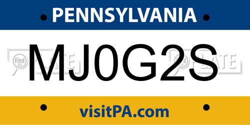 MJ0G2S Pennsylvania License Plate