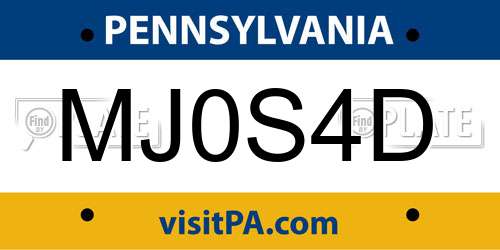MJ0S4D Pennsylvania License Plate