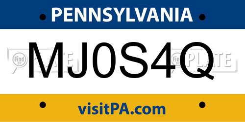 MJ0S4Q Pennsylvania License Plate