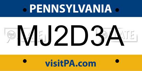 MJ2D3A Pennsylvania License Plate