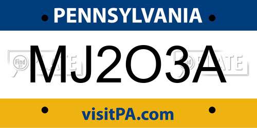 MJ2O3A Pennsylvania License Plate