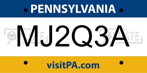 MJ2Q3A Pennsylvania License Plate
