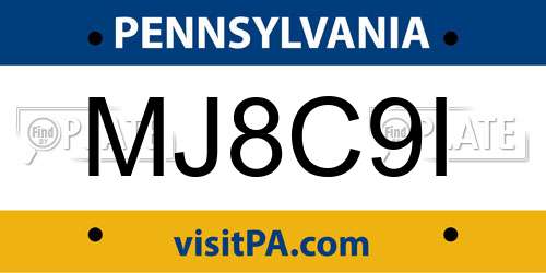 MJ8C9I Pennsylvania License Plate