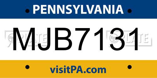 MJB7131 Pennsylvania License Plate