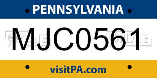 MJC0561 Pennsylvania License Plate