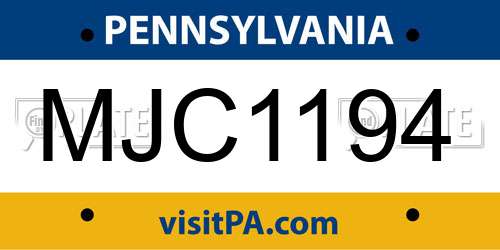 MJC1194 Pennsylvania License Plate